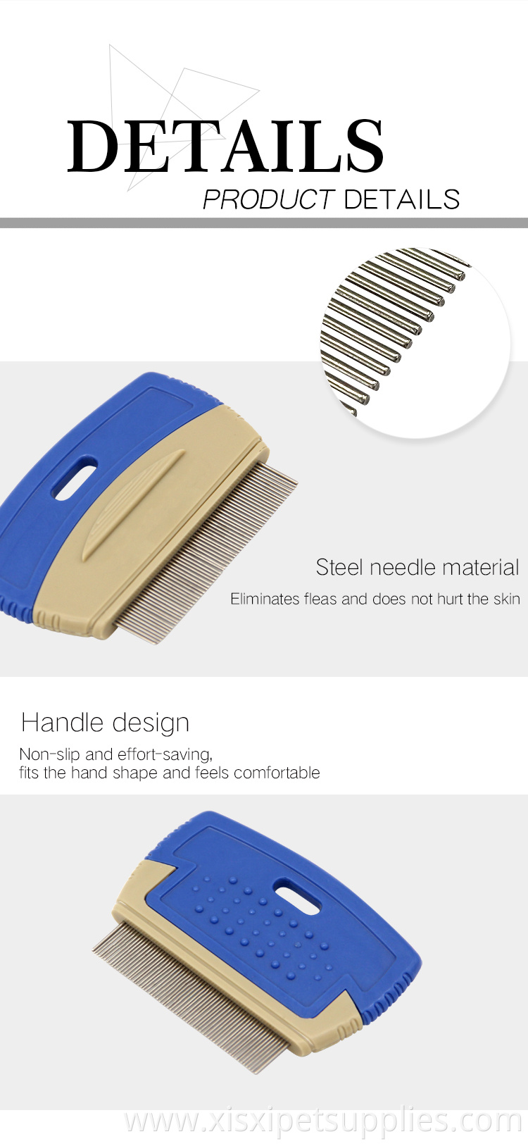 Factory Wholesale Cheap Self Cleaning Pet Cat Dog Flea Comb